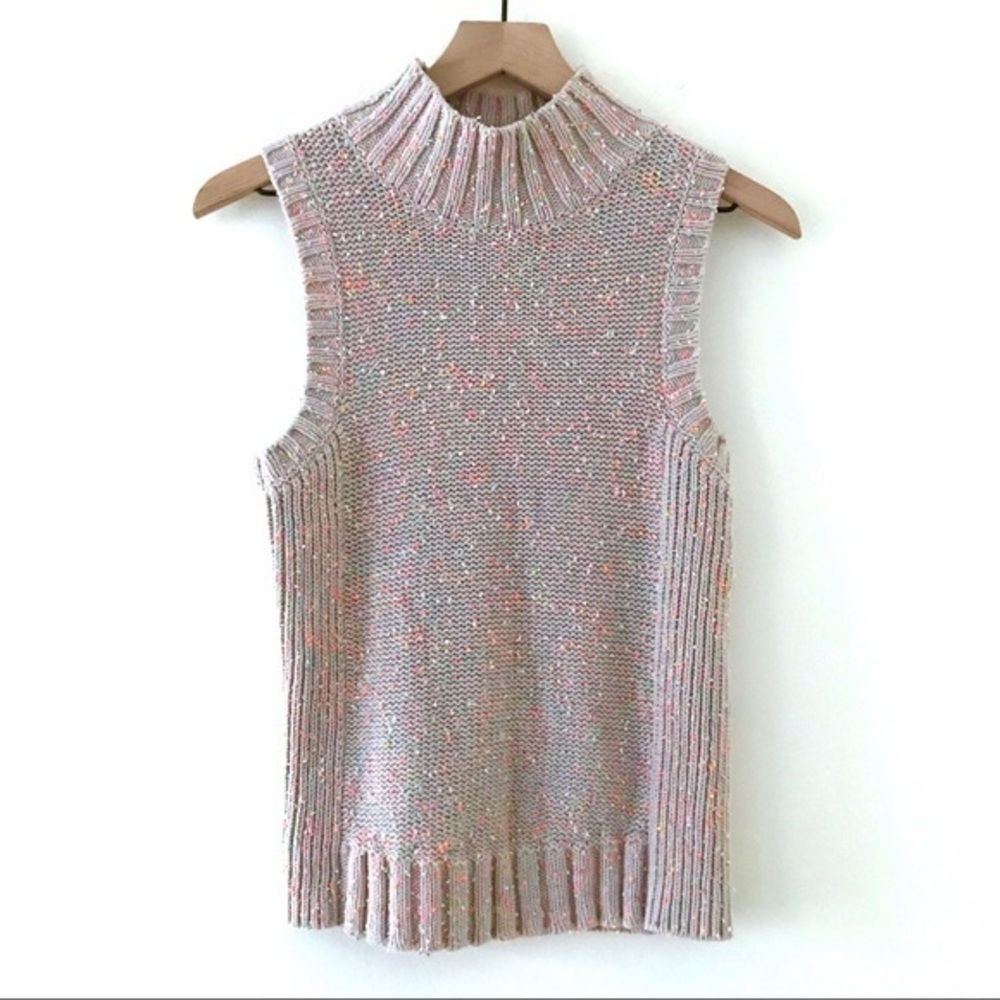 ANTHROPOLOGIE Neon Paint Spot Sleeveless Sweater XS